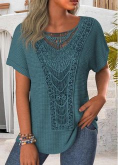 Color:Blue;Size:S;Size:M;Size:L;Size:XL;Size:XXL;Package Contents:1 X T Shirt;Occasion:Other;Style:Casual; Patchwork Short Sleeve Top For Vacation, Short Sleeve Patchwork Top For Vacation, Patchwork Short Sleeve Tops For Beach, Beach Patchwork Tops With Short Sleeves, Beach Tops With Patchwork And Short Sleeves, Casual Beach Patchwork Top, Casual V-neck Patchwork Top, Blue Patchwork Short Sleeve Top, Blue Patchwork Tops For Vacation