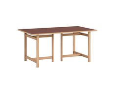 a wooden table with a brown top