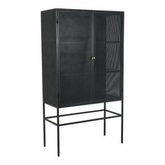 40 Inch Cabinet Black Industrial Bookcases LOOMLAN By Moe's Home Mesh Cabinet, Tall Doors, Industrial Country, Iron Cabinet, Industrial Cabinet, Iron Storage, Regal Design, Black Industrial, Tall Cabinet