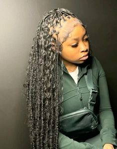 Locs Hairstyles For Women Curls, Qw Hairstyles For Black Women, Cute Braids For Black Women, Deep Wave Wig Hairstyles, Sensationnel Wig, Really Cute Hairstyles, Red Faux Locs, Birthday Hairstyles For Black Women, Cutesy Hairstyles