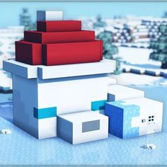 Do you want to build the famous fox house from Lego but in the snowy biomes? Then this build is for you! It offers the same design as the orange fox, but this build highlights the winter season. The red Christmas hat provides more space in your house that can be a new room. You can follow the above guide or watch the complete guide from this tutorial! Minecraft Fox House, Minecraft Build House, Minecraft Creator, Minecraft House Ideas, Minecraft Skins Aesthetic, Minecraft Theme, Minecraft Blocks, Minecraft Interior Design, Easy Minecraft Houses