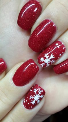 Red Christmas Nails, Holiday Nail Designs, Cute Christmas Nails, Christmas Nails Easy, Christmas Gel Nails, Christmas Nail Art Designs, Red Nail, Winter Nail Designs, Festival Nails