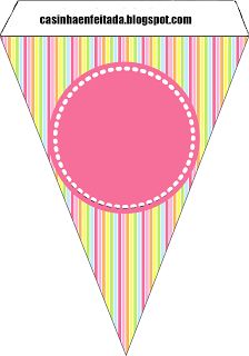 a pink and yellow striped paper with a circle on it