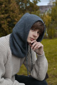 Stay warm and stylish with our handcrafted merino wool hoods, designed for both comfort and versatility. Made from 100% soft, breathable merino wool, these attachable balaclava for men with adjustable strings are perfect for chilly autumn and winter days.  The natural properties of merino wool help regulate temperature while keeping your head, ears, and neck cozy. Chunky knit pattern to match your style. Made with care and ethically sourced materials. One size fits all. Ideal warm gift idea. Car Hooded Cowl, Knitted Balaclava, Chunky Knitting Patterns, Knitted Hood, Neck Warmer, Knit Patterns, Chunky Knit, Stay Warm, Merino Wool