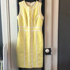 Calvin Klein Size 2 Yellow And White Dress. Party Or Church Ready! Sadly, I Have Outgrown It And It Needs A Good Home. I Had It For A Year And Only Wore It A Couple Of Times. It Is Dry Cleaned. Yellow Lined Fitted Midi Dress, Yellow Fitted Lined Midi Dress, Yellow Lined Midi Dress For Summer, Yellow Fitted Midi Dress With Lining, Yellow Fitted Midi Dress, Lined, Yellow Lined Midi Dress, Chic Yellow Lined Midi Dress, Elegant Yellow Lined Midi Dress, Calvin Klein Summer Cotton Dress