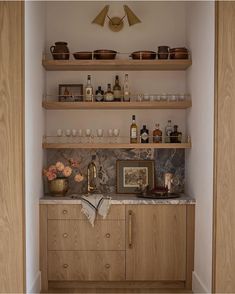 Bar Layout, Bar Nook, Built In Bar, Designer Profile, Wet Bar, Mini Bar, New Wall