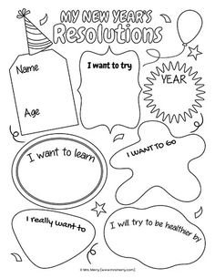 the new year's resolution worksheet for students to practice their writing skills