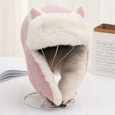 Warm Fluffy Cat Ear Winter Hat — The Kawaii Shoppu Cat Ears Cap, Trapper Hat Men, Russian Cat, Cat Ears Hat, Russian Hat, Ear Flap Hats, Hat Base, Warm Winter Hats, Trapper Hats