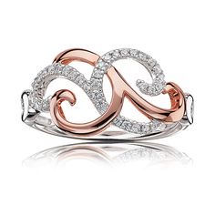 Diamond Intertwine 10k White & Rose Gold Swirl Ring Goa Jewellery, Swirl Ring, Shiny Things, Bling Rings, I Love Jewelry, Rose Gold Jewelry, Stunning Jewellery, Love Ring, Online Sale