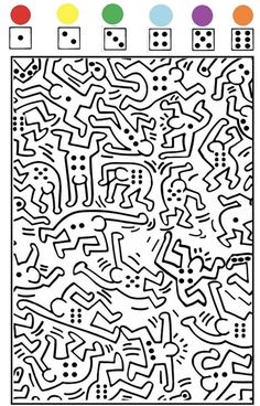 a coloring page with numbers and shapes to color