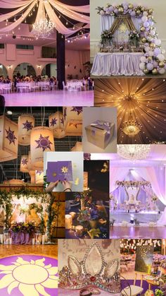 a collage of photos showing different types of wedding decorations and decorating on display