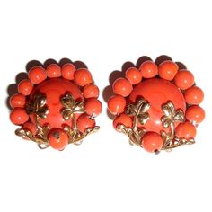 Three Leaf Clover Orange Bead Vintage Earrings Gold-tone, Clip-on, Unmarked Orange Beaded Vintage Earrings, Vintage Orange Beaded Earrings, Three Leaf Clover, Blue Aurora Borealis, Vintage Gold Earrings, Leaf Clover, Clover Leaf, Earrings Gold, Vintage Earrings