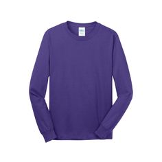 "Find the Port & Company® Long Sleeve Adult Core Cotton T-Shirt at Michaels. com. This no-frills t-shirt features a classic long-sleeve silhouette with a very friendly price. It also has rib knit cuffs and a removable tag for comfort and relabeling. This no-frills t-shirt features a classic long-sleeve silhouette with a very friendly price. It also has rib knit cuffs and a removable tag for comfort and relabeling. Details: Available in multiple colors and sizes Adult unisex sizing 1\" x 1\" rib Purple Long Sleeve T-shirt For Fall, Basic Long Sleeve Purple Top, Basic Purple Long Sleeve Top, Purple Relaxed Fit Long Sleeve T-shirt, Michael Store, Autumn Inspiration, Knit Cuff, Cotton T Shirt, Rib Knit