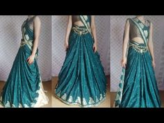 Different Saree Draping Ideas, How To Drape Saree As Half Saree, Different Ways To Style A Saree, Silk Saree Lehenga Style Draping, Different Silk Saree Draping Styles, New Saree Draping Ideas, Different Style Saree Wearing, How To Wear A Saree Like A Lehenga, Sari Lehenga Style