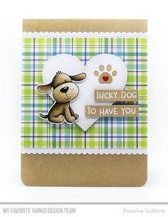 a card with a dog on it that says lucky dog to have you written in the heart