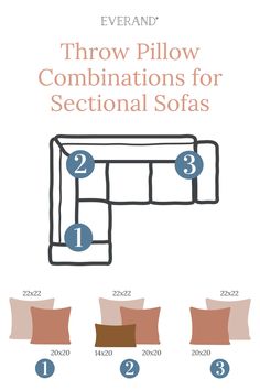 the info sheet shows how to use pillows for sectional sofas