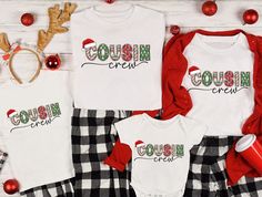 CHRISTMAS DELIVERY NOT GUARANTEED AFTER 12/11/23. Have the cutest Christmas Crew around in these adorable shirts. These shirts are from top brands, Gildan, Rabbit Skins, and Bella Canvas. Please note the different brands due to sizing and availability. Here's what you need to know: Our items are made just for you!  HOW TO ORDER -Select the garment SIZE & COLOR -Select the quantity -Click Add to Cart **For multiple items go back to the listing and repeat the steps The clothing items come from top brands such as Bella Canvas, Rabbit Skins, Gerber, and Gildan. Please check the size charts in the listing to find the right fit.  To keep the print looking fresh and trendy, wash in cold water, dry on low heat, and always turn inside out before washing.  Colors of the text, design and/or color of Matching Christmas Shirts, Matching Pajamas, Crew Shirt, Christmas Pajamas, Cute Shirts, Christmas Shirts, Top Brands, Clothing Items, Pajamas