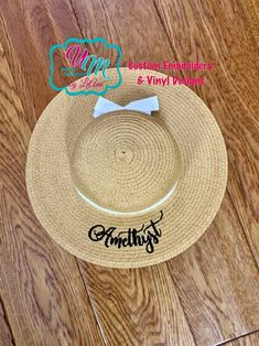 Infant/Toddler Floppy Beach Hat Personalized  w/FREE Name/Monogram, Straw Hat, Sun hat, Embroidered floppy hat, Beach Hat, Straw Beach Hat by UniqueMemoriesLeAnn on Etsy Straw Beach Hat, Floppy Beach Hat, Straw Hat Beach, Baby Sun Hat, Embroidery Shop, Boat Accessories, Beach Hat, Vinyl Designs