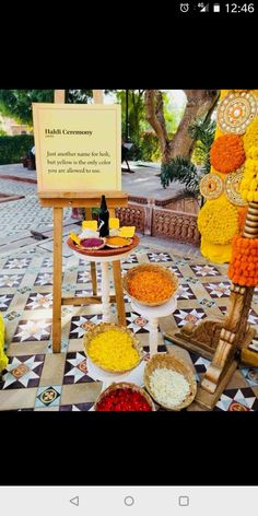 a table with flowers and food on it