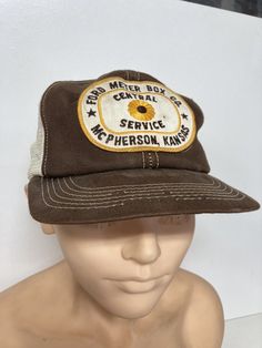 Vintage FORD METER BOX CO Kansas Snapback Trucker Hat Cap K Brand USA Truck. Threads are deteriorating on the bill. Has stains Vintage Cotton Hats For Outdoors, Retro Cotton Trucker Hat One Size Fits Most, Vintage Cotton Hat For Outdoor, Retro Cotton Hats For Outdoor, Retro Baseball Cap For Outdoor, Retro Cotton Trucker Hat With Visor, Vintage Snapback Hat With Visor For Outdoor, Vintage Brown Baseball Cap One Size Fits Most, Retro Brown Baseball Cap For Outdoor