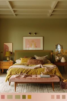 Guest Bedroom Closet Combo, Mid Century Cottage Bedroom, Yellow Mid Century Bedroom, Mid Century Modern Pink Bedroom, Scandinavian Bohemian Bedroom, Eclectic Neutral Bedroom, Soft Eclectic Bedroom, Cottage Mid Century Modern, Mid Century Modern Eclectic Bedroom