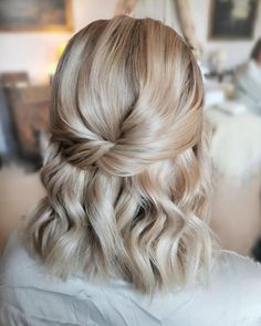 41 Perfect Wedding Hairstyles For Medium Hair | Wedding Forward Half Up Half Down Bridesmaid Hair Short Medium Lengths, Bridesmaid Hairstyles Half Up Half Down Braid Short Hair, Short Half Up Half Down Hair Wedding, Medium Length Formal Hair, Half Up Half Down Bridesmaid Hair Short, Bob Bridesmaid Hairstyles, Mid Length Bridesmaid Hair, Half Up Half Down Hair Medium Length, Bridesmaid Hair Half Up Short