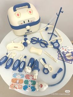 an assortment of medical equipment on a table