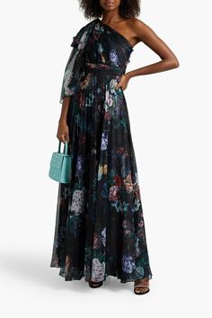 Beach Wear Outfits, Bodice Dress, Floral Print Chiffon, Pretty Prom Dresses, Chiffon Gown, Alberta Ferretti, Designer Gowns, Marchesa, Skirt Top