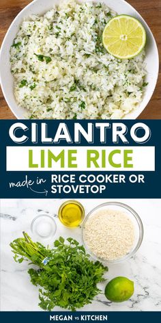 cilantro lime rice made in a rice cooker or stovetop