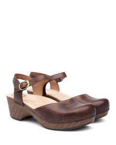 Picture of Sam Teak Vintage Pull Up Comfortable Clogs With Arch Support, Comfortable Closed Toe Heels, Comfortable Heels With Arch Support And Round Toe, Brown Ankle Strap Heels With Arch Support, Brown Heels With Arch Support And Ankle Strap, Comfortable Closed Toe Heels With Arch Support, Comfortable Heels With Heel Strap And Round Toe, Brown Closed Toe Mules With Arch Support, Rubber Sole Slingback Clogs