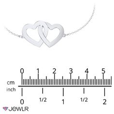 A classic symbol of love and connection, create a unique look with this beautiful interlocking hearts bracelet. Design a meaningful gift for yourself or someone special by personalizing each heart with an engraved name or date. Great for layering or wearing on its own, this bracelet is customizable in sterling silver, white, yellow, or rose gold and includes a spring-ring clasp and a 1-inch extender for the right fit. Elegant Heart Shaped Bracelets For Anniversary, Elegant Silver Bracelets For Anniversary Gift, Sterling Silver Double Heart Bracelets, Polished Finish Bracelet For Anniversary Valentine's Day, Polished Finish Bracelet For Anniversary On Valentine's Day, Elegant Personalized Heart Pendant Bracelet, Elegant Engraved Heart Bracelet For Valentine's Day, Elegant Double Heart Sterling Silver Bracelet, Polished Finish Bracelets For Valentine's Day Gift