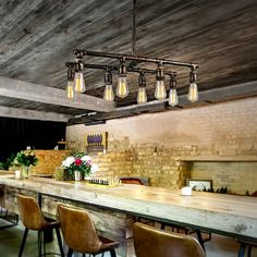 Industrial Bronze Pendant Lamp With 8-Light Pipe Island Design Perfect For Restaurants Brewery Interior, Chandelier Industrial, Lights Chandelier, Iron Pipe, Island Design, Kindred Spirits, Color Bronze, Restaurant Kitchen, Bronze Pendant