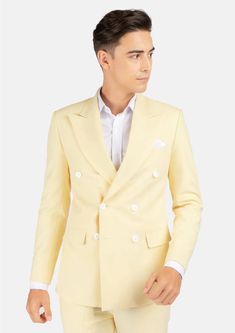 Waverly Cream Stretch Suit - SARTORO Custom Suits Men, Yellow Suit, Custom Made Suits, Dress Men, Custom Suits, Body Posture, Bespoke Suit, Body Proportions, Cream Yellow