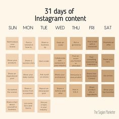 the 31 days of instagram content