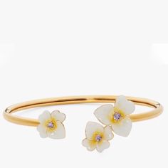 $88 Kate Spade Precious Pansy Open Bangle Bracelet , Gold Gift Boxed & Gift Ready! New Dust Bag Is Not Included If An Offer Is Accepted For Less Than The Listed Price Bangle Bracelet Gold, Open Bangle Bracelet, Gold Gift Boxes, Luxe Jewelry, Open Bangle, Gold Gift, Gold Bangle Bracelet, Spade Jewelry, Kate Spade Jewelry