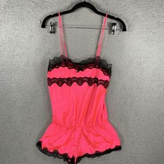 Silk, Lace, Romper, Black Trim, Neon Pink, Y2k, Small, Sexy, Hot This Is A Pre-Owned Item Item Condition: Excellent Any Defects/Stains Will Be Shown In Early Photos And/Or Stated As Well In This Description Box Combined Shipping Available Next Day Ship Mon-Fri Thank You! Pink Y2k Bottoms For Night Out, Y2k Pink Bottoms For Night Out, Pink Flirty Sleepwear With Lace Trim, Flirty Pink Sleepwear With Lace Trim, Pink Flirty Bottoms For Loungewear, Flirty Pink Bottoms For Loungewear, Flirty Pink Loungewear Bottoms, Beige Jumpsuit, Leopard Print Jumpsuit