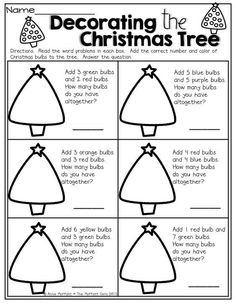 christmas tree worksheet for kids to learn how to decorate the christmas tree with