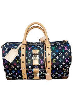 Designer Multicolor Monogram Canvas Bag, Multicolor Rectangular Monogram Canvas Bag, Designer Multicolor Travel Bags, Luxury Multicolor Travel Bags, Multicolor Travel Bags With Branded Hardware, Travel Bags With Branded Hardware In Multicolor, Luxury Multicolor Shoulder Bag For Travel, Louis Vuitton Keepall 45, Keepall 45