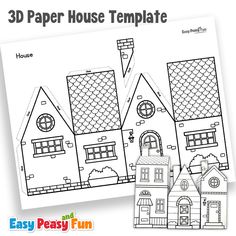 the paper house is cut out and ready to be used as a coloring page for kids