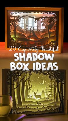 Shadow Frames Ideas, Paper Shadow Box Art Diy, Easy Shadow Box Diy, Shadow Box Pictures Cricut, 3d Light Box Diy, Shadow Box With Lights, Light Shadow Box Ideas