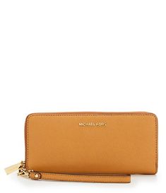 MICHAEL Michael Kors Gold-Tone Jet Set Continental Multifunction Phone Wallet Phone Wallet, Kors Jet Set, Dillard's, Michael Kors Jet Set, Jet Set, Tech Accessories, Zip Around Wallet, Michael Kors, Wallet