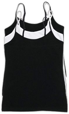 Sporty Black Cami Top, Sporty Black Camisole Tank Top, Black Sporty Camisole Tank Top, Black Cotton Scoop Neck Vest, Cotton Workout Camisole, White Scoop Neck Top With Adjustable Straps, Sporty White Camisole Top, White Sporty Camisole Tops, Black Workout Top With Adjustable Straps