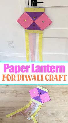 paper lantern for diwali craft with text overlay