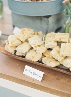 there is a platter full of crackers on the table