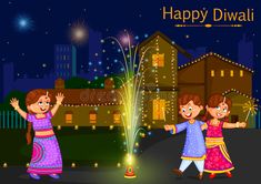 Kids enjoying firecracker celebrating Diwali festival of India. In vector , #spon, #firecracker, #celebrating, #Kids, #enjoying, #India #ad Diwali Drawing Ideas, Diwali Festival Drawing, Diwali Image, Happy Diwali Animation, Diwali Illustration, Diwali Kolam, Diwali Animation, Happy Diwali Pictures, Diwali Painting