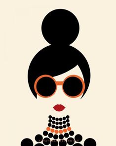 an illustration of a woman with sunglasses on her head