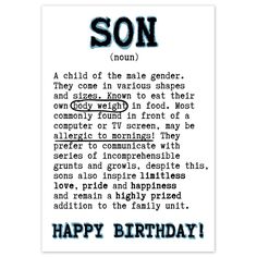 a birthday card with the words son on it