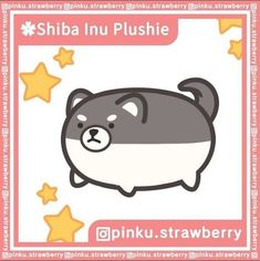 an animal with stars around it and the words shiba inu plushie