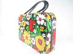 Retro Purse Groovy Suitcase 1970s Case Travel Bag Make Up Vintage Rectangular Case For Storage, Vintage Rectangular Storage Cases, Retro Rectangular Travel Case Bag, Retro Rectangular Case Bag For Gifts, Vintage Rectangular Storage Bag, Vintage Rectangular Case For Gifts, Vintage Rectangular Cases For Gifts, Vintage Rectangular Case For Gift, Painted Suitcase