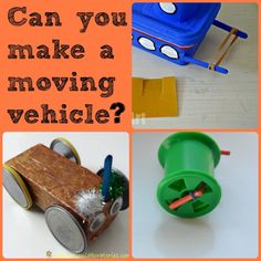 four different pictures with the words how many things can you make a moving vehicle?